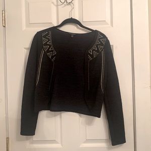 American Eagle Outfitters sweater with geometric embroidery & chain detail